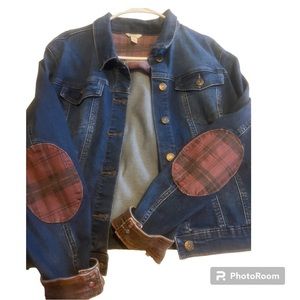 Denim jacket with patchwork